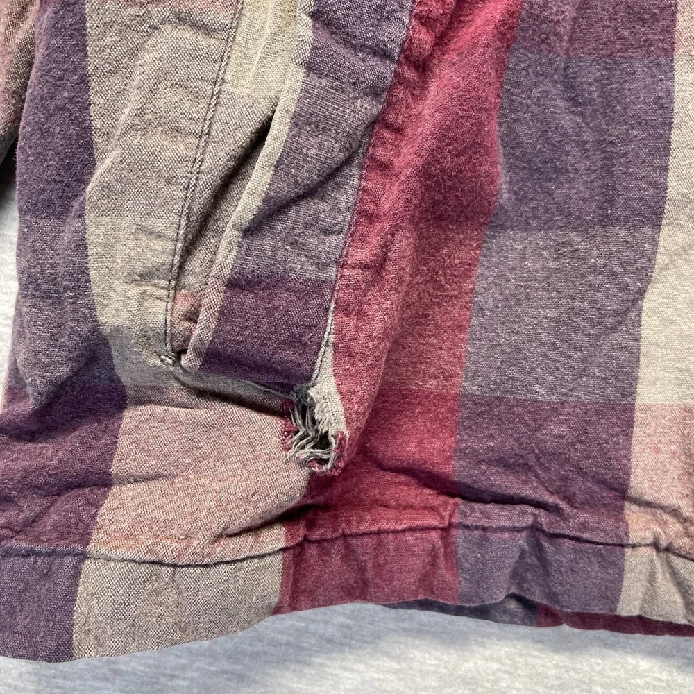 VTG Levi's Flannel Jacket Youth Kids M 12/14 Multi Plaid Cotton Hooded Full Zip